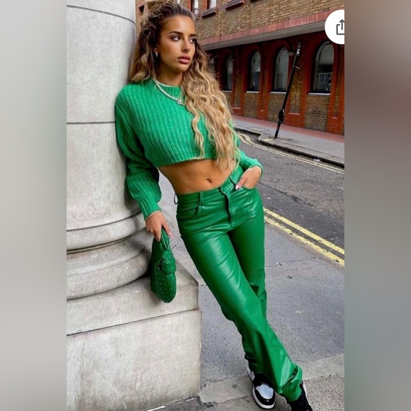 Zara Vibrant Green Knit Crop Top - Picture 8 of 9